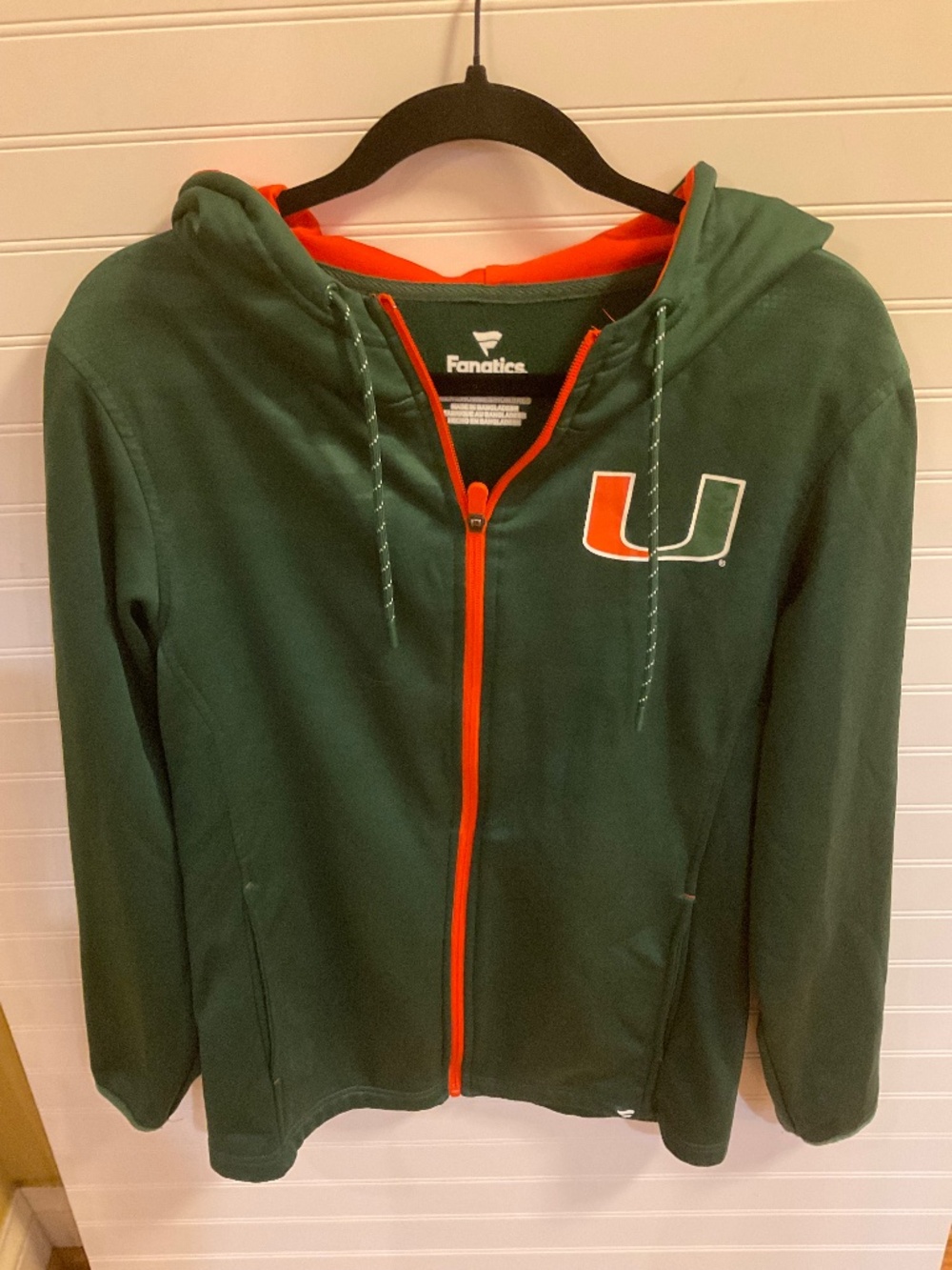 Miami Hurricanes Fanatics Men’s Medium Full Zip Hooded Jacket Green Orange Camo